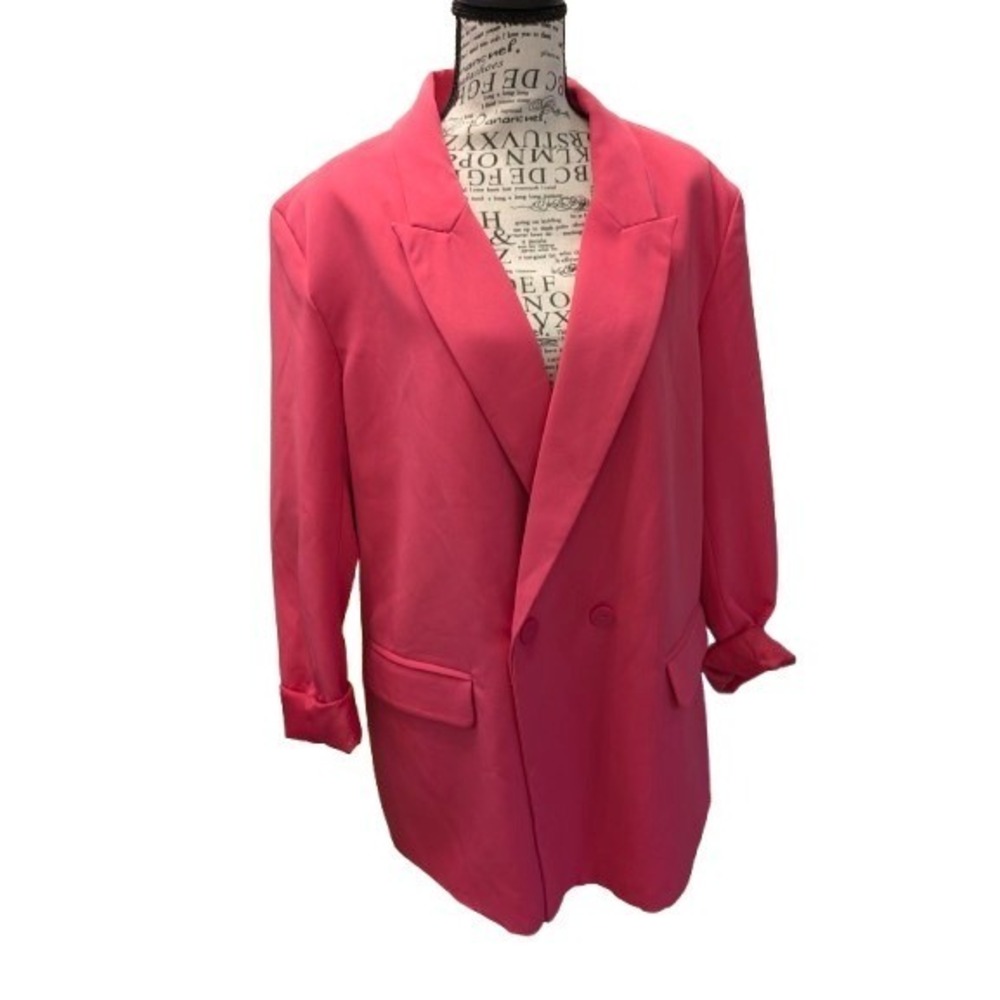 NWTs RDI Blazer XL Fuchsia Double Breasted Oversized Hot Pink Barbiecore Chic